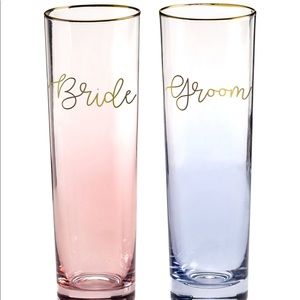 Bride and Groom Toasting Flutes